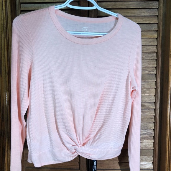Aerie Real Soft Ribbed Cross Over Long Sleeve - Picture 4 of 5